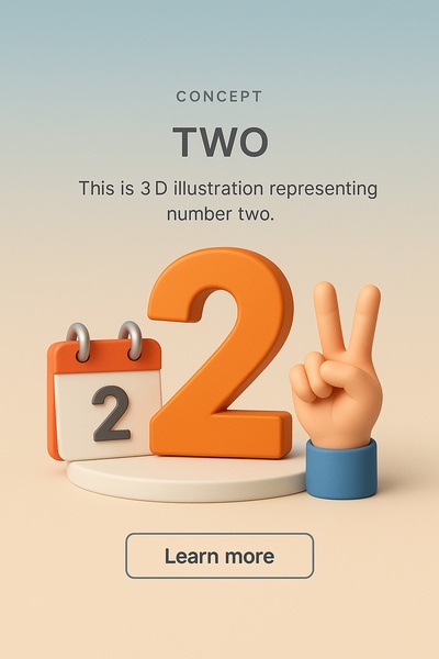 3D Illustration of the Concept 'Two' with Engaging Visual Elements