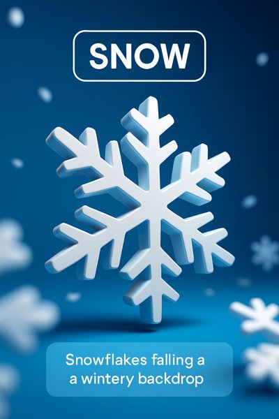 3D Snowflake Graphic with Winter Theme