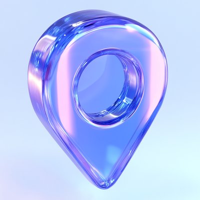 Stylized 3D Location Pin Icon with Futuristic Aesthetics