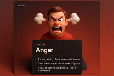 3D Illustration of Anger Emotion with Informative Overlay