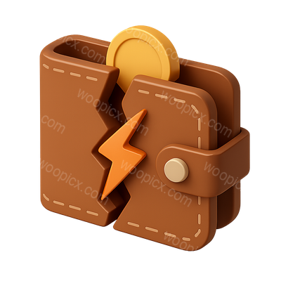 Stylized 3D Wallet Icon with Lightning Bolt Design