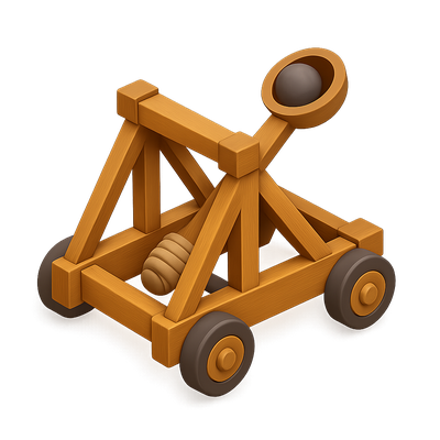 3D Wooden Catapult Icon for Creative Projects