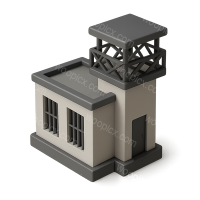 Stylized 3D Prison Icon with Isometric Perspective