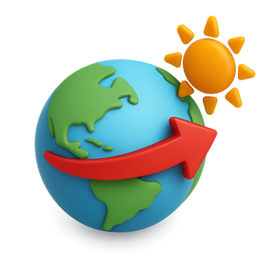 Illustration of Earth with Sun and Arrow Symbolizing Energy