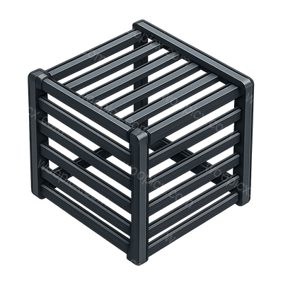 3D Slat Armor Cage Icon in Isometric View