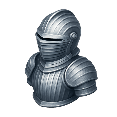 3D Metallic Knight Armor Icon for Gaming and Design