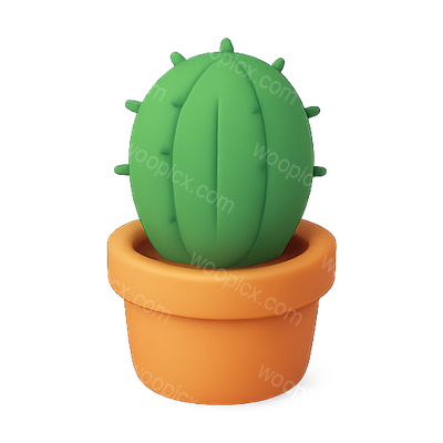 Stylized 3D Cactus in a Pot Model