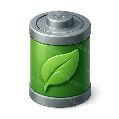 Eco-Friendly Battery Icon Featuring Leaf Design