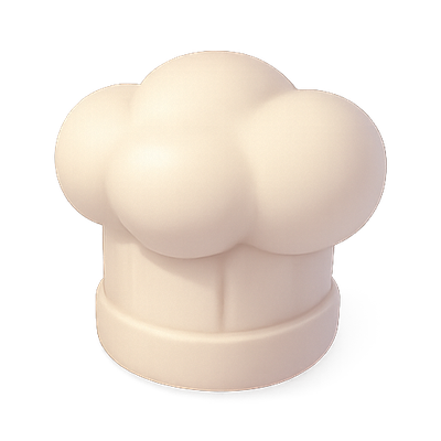 3D Chef Hat Icon with Smooth Design