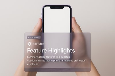 Purple Phone Held Between Hands with Feature Highlights