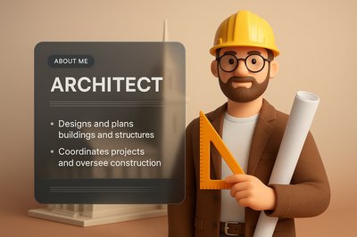 3D Architectural Web Design Featuring Architect Character