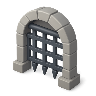 3D Isometric Portcullis Gate Icon Design