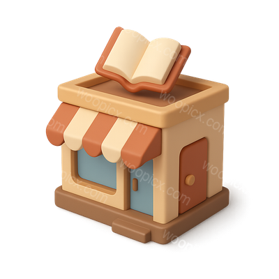 Stylish 3D Bookstore Icon with Open Book