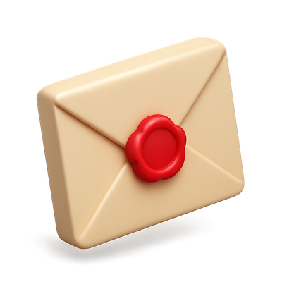3D Icon of a Sealed Envelope with Red Wax Seal