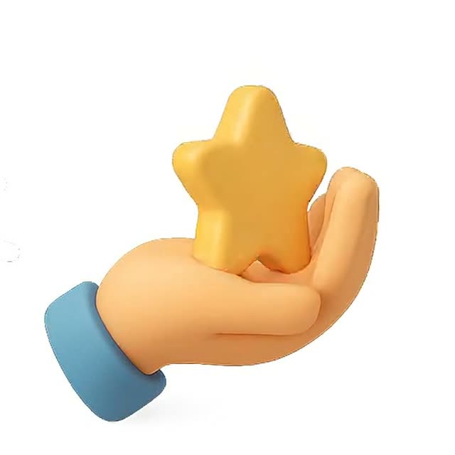 Animated hands showcasing a star object manipulation