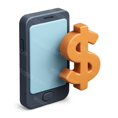 3D Mobile Phone Icon Featuring Dollar Sign