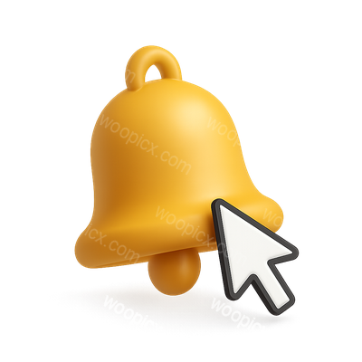 3D Bell Icon with Cursor in Isometric View
