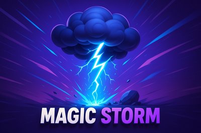 Dynamic Magic Storm Illustration with Bold Title