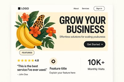 Tropical Flowers and Leaves Landing Page Design