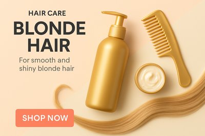 Elegant Haircare Products for Blonde Hair on Pastel Background