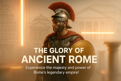 Promotional Graphic Celebrating Ancient Rome's Glory