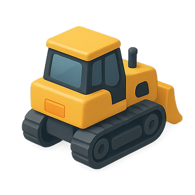 3D Cartoon Style Bulldozer Icon