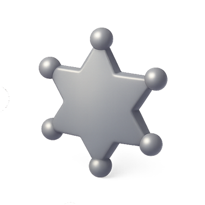 3D Silver Star Icon with Rounded Points