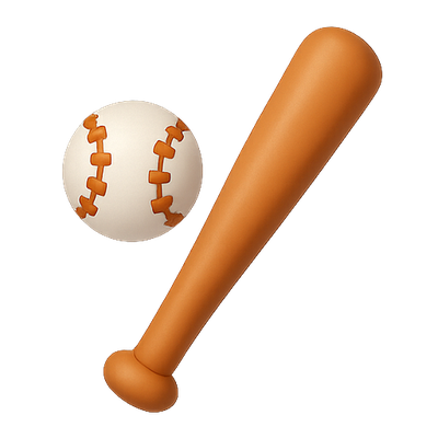 Illustration of a Baseball Bat and Ball