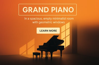 Elegant Grand Piano in Minimalist Room with Geometric Windows