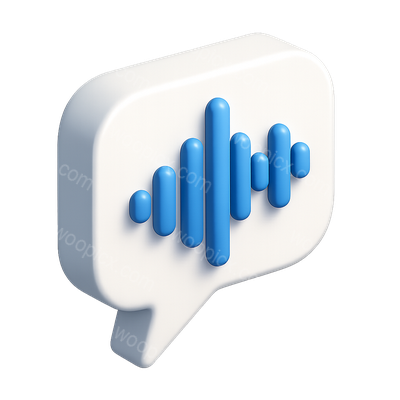 3D Waveform Icon in Isometric View for Speech Recognition