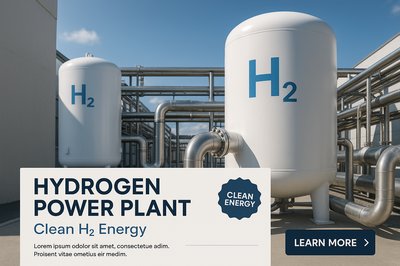 Hydrogen Power Plant with Steel Tanks and Pipes - Clean Energy Concept