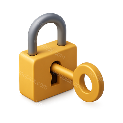 3D Security Icon Featuring Lock and Key Design