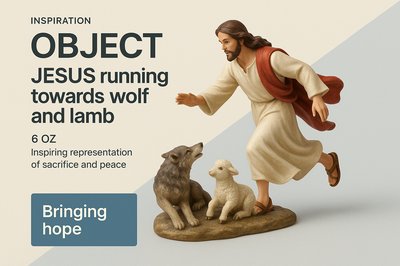 Jesus Running Towards Wolf and Lamb - Inspirational Product Design