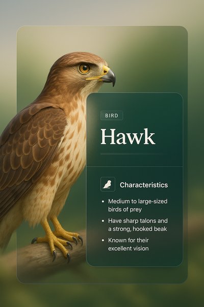 Elegant 3D Representation of a Hawk with Informative Overlay