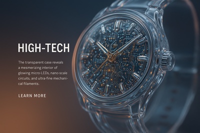 Hyperrealistic Watch with Glowing Micro-LEDs and Intricate Design