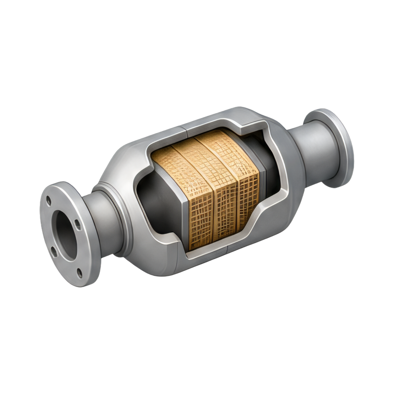 detailed catalytic converter cutaway