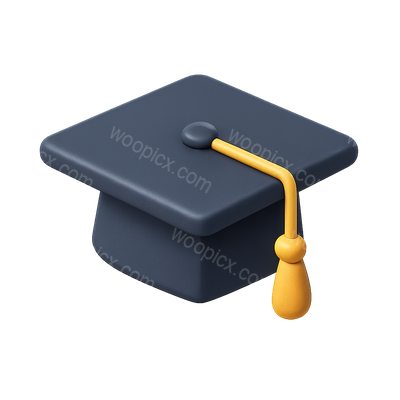 Stylish 3D Graduation Cap Icon in Isometric View