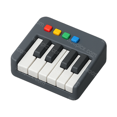 3D Illustration of a Toy Piano with Colorful Keys