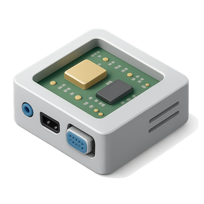 Stylish 3D Computer Icon with Embedded Components