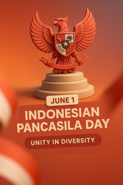 Celebratory Graphic for Indonesian Pancasila Day with Symbolic Eagle