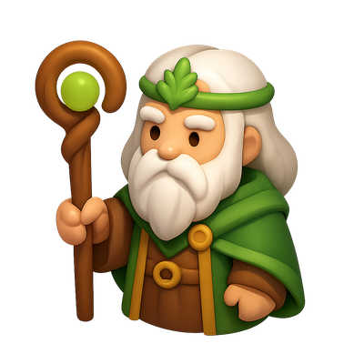 3D Celtic Druid Icon with Isometric Design