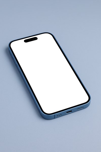 Blue Phone on a Table at a 45-Degree Angle