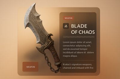 Blade of Chaos 3D Illustration with Integrated Design Elements