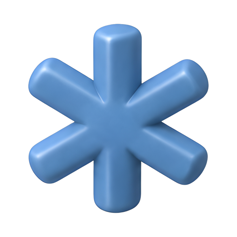 six-spoke asterisk design