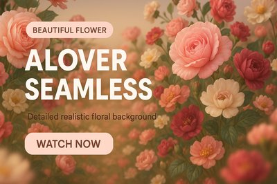 Seamless Floral Background with Realistic Flowers