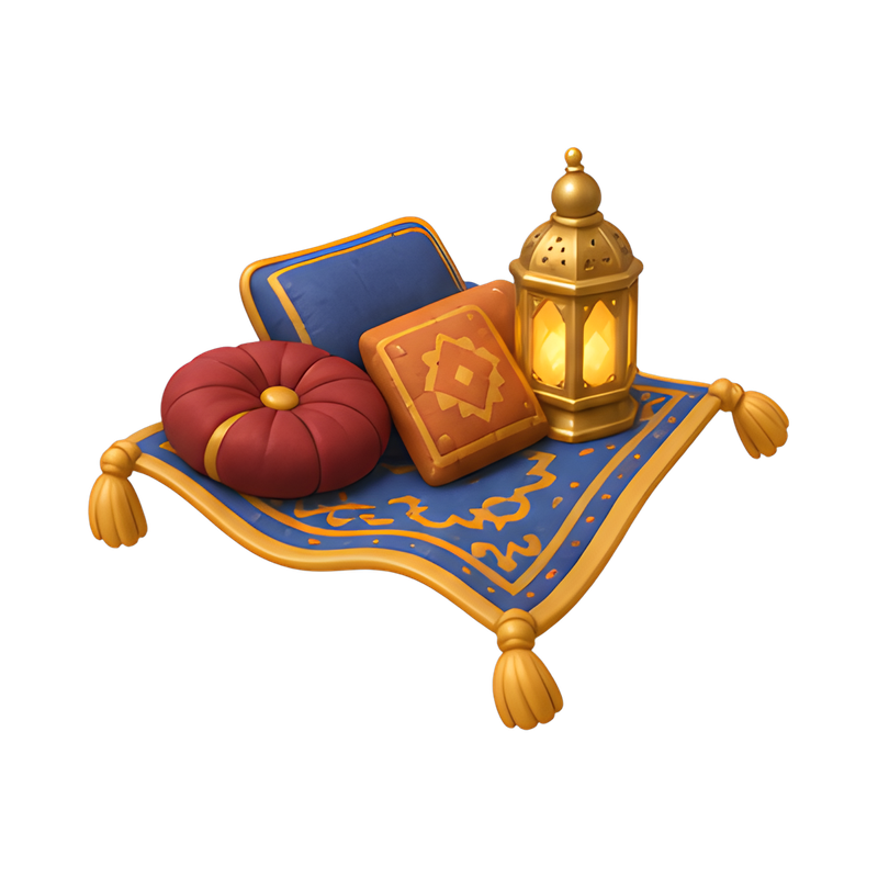 colorful flying carpet setup