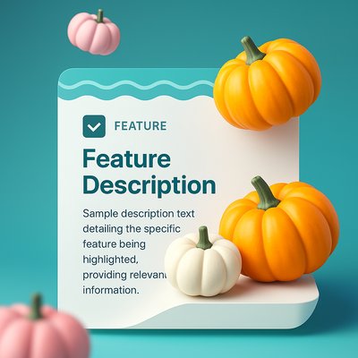 Colorful Pumpkins on Pastel Blue Background with Feature Box