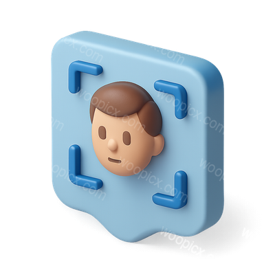 3D Face Recognition Icon for Digital Interfaces