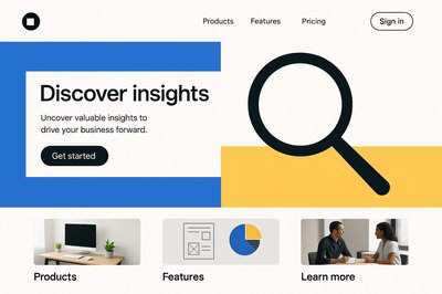 Modern Minimalist Landing Page Design with Search Magnifier