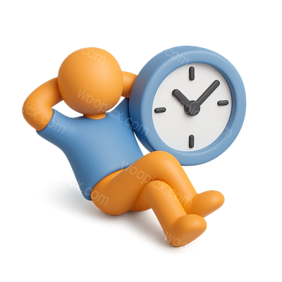 3D Icon of a Person Relaxing with a Clock